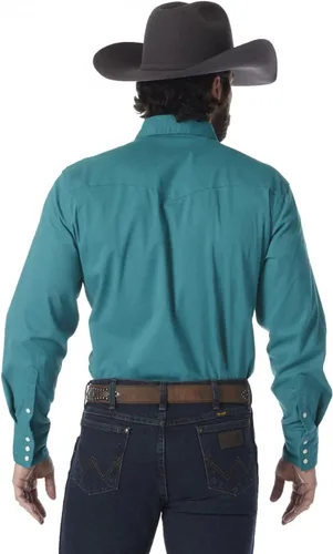Miniatura 2 de Wrangler Mens Premium Performance Advanced Comfort Cowboy Cut Long Sleeve Spread Collar Solid Shirt