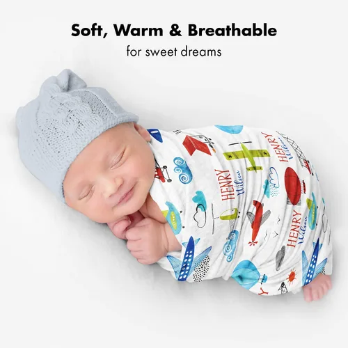 Miniatura 4 de Manta de bebé de avión personalizada, manta de bebé con nombre, manta de bebé con nombre, manta de bebé niño, manta de bebé con monograma, manta