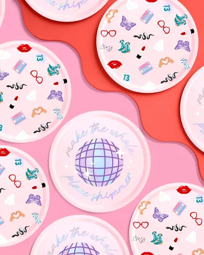 Miniatura 5 de xo, Fetti Platos de papel para fiesta, 24 piezas, 9 pulgadas, vajilla para fiesta de concierto, decoraciones de despedida de soltera, vajilla