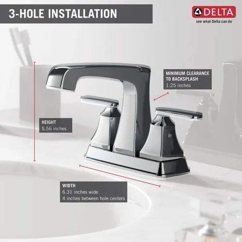 Miniatura 4 de Delta Faucet Ashlyn - Grifo de baño central cromado, grifo de lavabo de baño, tecnología de sello de diamante, ensamblaje de drenaje de metal