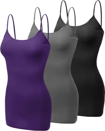 Miniatura 356 de Emmalise Camisola larga casual básica para mujer, con tirantes ajustables, top en capas