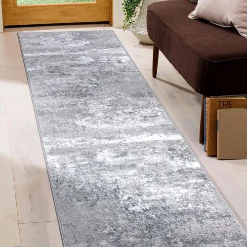 Miniatura 7 de Rugshop - Alfombra moderna envejecida gris abstracta estilo bohemio con acuarela para pasillo, entrada y cocina, 2 pies x 7 pies