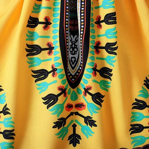 Miniatura 5 de Noubeau Vestido Dashiki africano para niñas pequeñas, vestido de tirantes con volantes, estilo étnico bohemio, ropa de verano para bebé niña