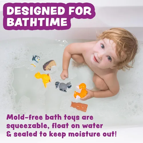 Miniatura 2 de Tub Works® Woodland Animals - Juguetes de baño herméticos para bebé, paquete de 6 unidades, sellados, sin agujeros, diseño de juguetes de baño que