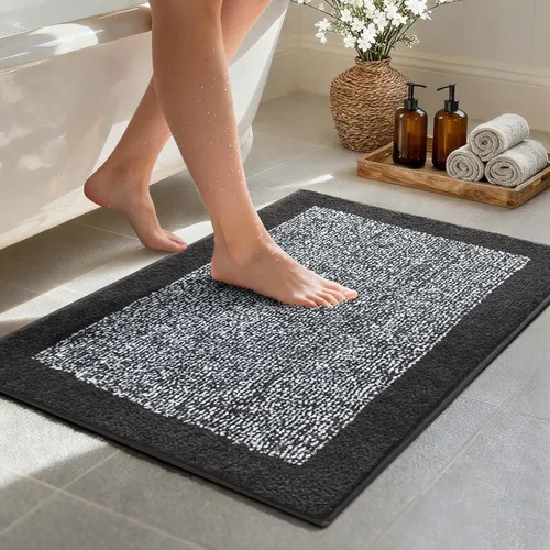 Miniatura 75 de Alfombras de baño de 17 x 24 pulgadas, antideslizantes, lavables, color gris, para bañera, tapete de baño para baño, tapete suave y absorbente