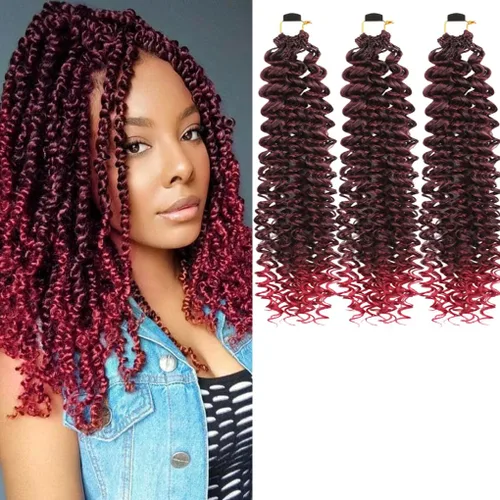 Miniatura 16 de 3 trenzas de ganchillo Passion Twist, cabello sintético preseparado para trenzar de 14 pulgadas, 3 paquetes de cabello trenzado pretrenzado