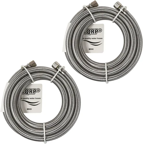 Miniatura 10 de HQRP Línea de agua para refrigerador de 6 pies – Línea de suministro de acero inoxidable trenzado para máquina de hielo – 1/4 de pulgada Comp x 1/4