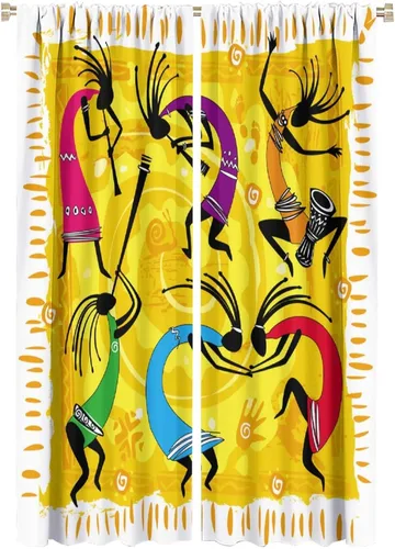Miniatura 41 de Kokopelli - Cortinas opacas para cocina, decoración de sala de estar, dormitorio, 21 x 45 pulgadas, 2 paneles