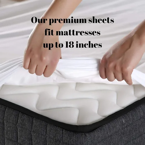 Miniatura 3 de DTY Bedding - Juego de sábanas de 4 piezas, suave y sedoso, 100% Tencel Lyocell derivado de eucalipto, certificado Oeko-TEX, tamaño Queen, lino