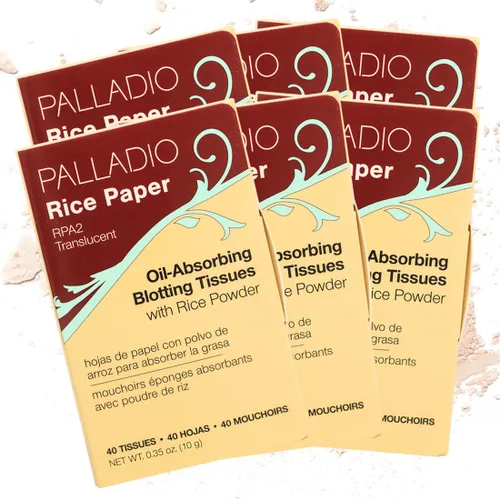 Miniatura 13 de Palladio Papel de arroz facial para piel grasa, hojas de secado facial hechas de arroz natural, papel absorbente de aceite con polvo de arroz, 2