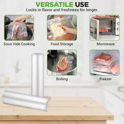 Miniatura 4 de NutriChef Bolsas selladoras al vacío de 11 x 50 rollos, paquete de 2 unidades para guardar alimentos, sellar una comida, NutriChef, Weston. Grado