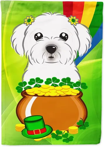 Miniatura 79 de Caroline's Treasures BB1963GF Bandera de Bulldog Inglés para el Día de San Patricio para el jardín, bandera decorativa para patio exterior, patio