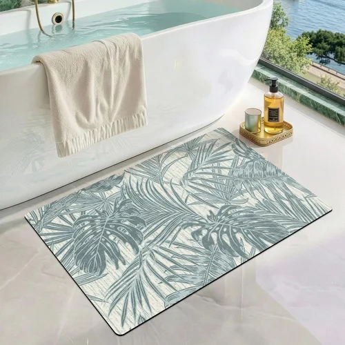 Miniatura 15 de LUMI Tapetes de baño ultra delgados, superabsorbentes, de secado rápido, antideslizantes, para debajo de la puerta, bañera, lavabo y ducha, 17 x 30