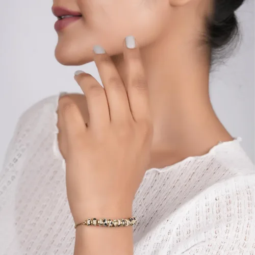 Miniatura 69 de Natural Heishi Beads With Spacers Slider Bracelet Gemstone Healing Jewelry With 14k Yellow Gold Plated 8- Inch Adjustable Length