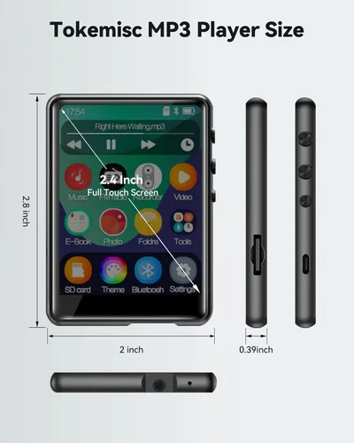 Miniatura 7 de Reproductor de MP3 con Bluetooth 5.3, pantalla táctil completa de 16 GB, dispositivo de música portátil para niños con altavoz, radio FM, libro