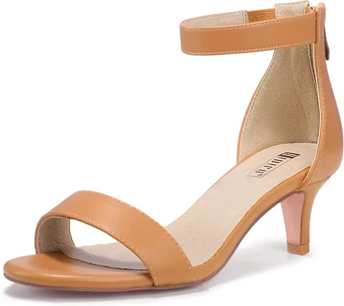IDIFU Kitten Heels for Women IN2 Low Heels Open Toe Ankle Strap Heeled Sandals Wedding Bridal Evening Prom Party Dress Shoes Womens Heels With Zipper