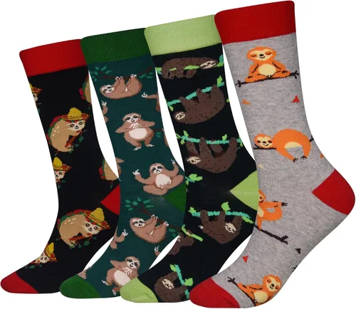 Miniatura 7 de Calcetines de caña corta casuales para hombre, de algodón, con motivo de animales, alocados y divertidos, 5 pares