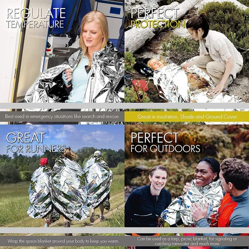 Miniatura 6 de EVERLIT Mantas térmicas de Mylar de emergencia de supervivencia, kit de supervivencia espacial, manta de campamento perfecta para kit de primeros