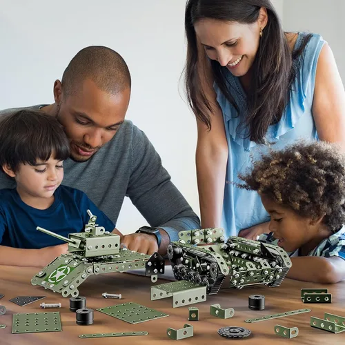 Miniatura 5 de Lucky Doug Juego de 284 piezas de proyectos de construcción STEM, tanque de ejército modelo, juguetes de construcción para niños de 8 a 12 años, kit