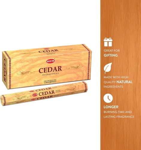 Miniatura 4 de HEM Paquete de 120 varillas de incienso de cedro 100% natural y puro polvo de casa y flor Fragancia fresca y duradera Incienso de aromaterapia