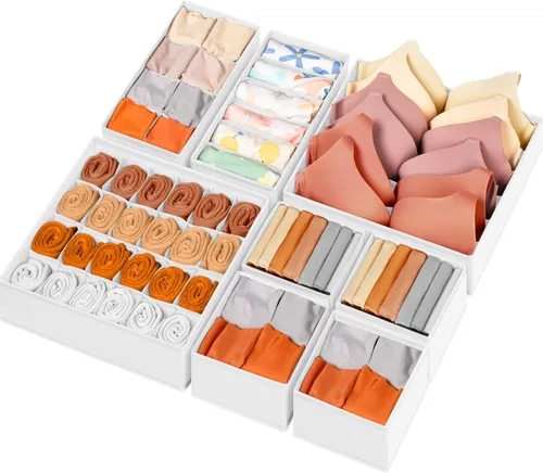 Miniatura 10 de Organizador de Cajones para Ropa, Juego de 8 Organizadores de Cajones para Ropa de Bebé, Ropa Interior, Calcetines, Organización y Almacenamiento