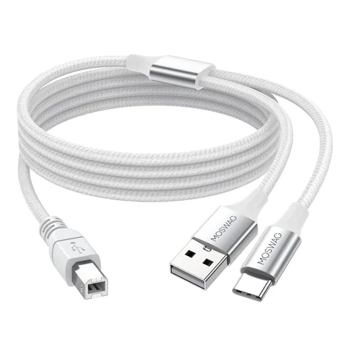 Miniatura 7 de MOSWAG Cable de impresora USB 2en1 de 3.28 pies/1M con cable USB C a MIDI, cable de impresora, cable USB MIDI USB C a USB B MIDI, cable, compatible