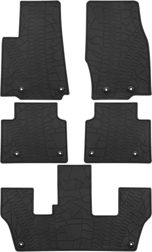 Alfombrillas de coche personalizadas para Jeep Grand Cherokee L 7 plazas 2021 2022 2023 2024 2025 Juego de forros de piso de goma para todo clima,