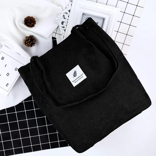 Miniatura 84 de Ayieyill - Bolsa de pana para mujer y niña, con correa de lona para colgar al hombro, bolsa con bolsillo
