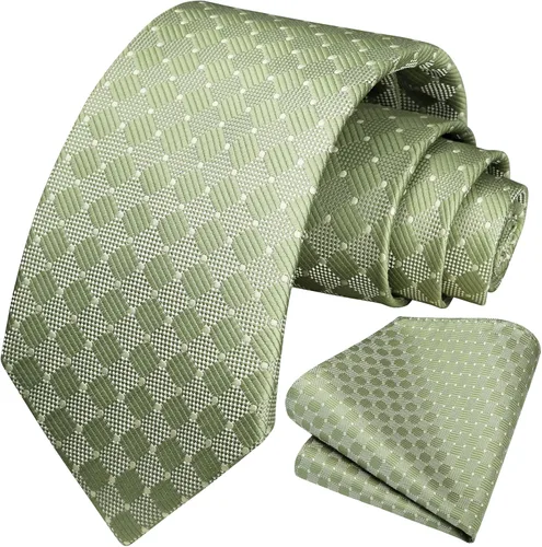 Miniatura 189 de HISDERN Conjunto de corbata a cuadros a cuadros pañuelo tejido clásico formal para hombre corbata y bolsillo cuadrado