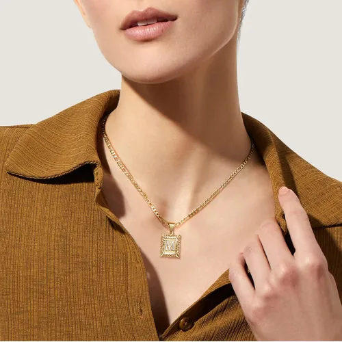 Miniatura 3 de KissYan Initial Letter Pendant Necklace for Mens Womens 18K Gold Plated Square Capital Monogram Necklace Alhpabets from A-Z Figaro Chain Necklace