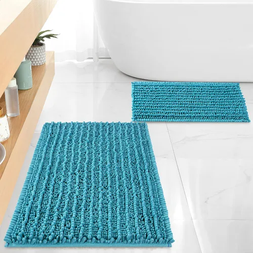Miniatura 29 de FLOLEOPA Alfombras de Baño de Chenille de Lujo Color Beige Juego de Tapetes de Baño, Extra Suaves y Absorbentes Alfombras de Baño Antideslizantes