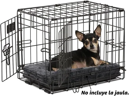 Miniatura 3 de Cama para mascotas MidWest Bolster, ideal para cajas de metal para perros, se puede lavar a máquina y secar, Gris carbón