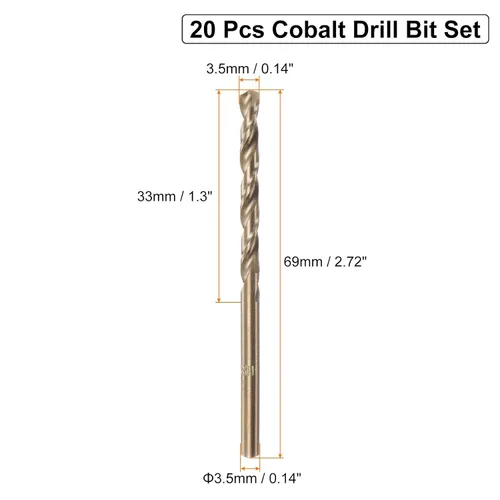 Miniatura 2 de uxcell 20 brocas de cobalto de 0.14 pulgadas/0.138 in de diámetro de perforación M35 brocas hexagonales para acero, aluminio, cobre, acero