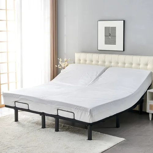 Miniatura 8 de Kingnex - Protector de colchón impermeable de doble parte para cama king ajustable con cabeza flexible de 32-34 pulgadas desde la cabecera, ultra