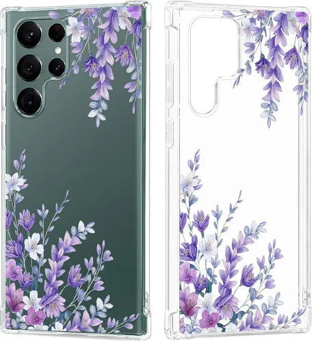 Miniatura 15 de Funda transparente floral para Galaxy S22 Ultra para mujeres/niñas, bonita funda de teléfono para Samsung Galaxy S22 Ultra 5G, diseño de flores