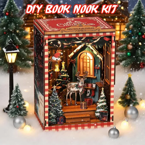 Miniatura 8 de KERNOWO Kit de Rincón de Libros, Rompecabezas de Madera 3D DIY para Adultos, Adolescentes y Principiantes, Kit de Casa Pequeña en Miniatura