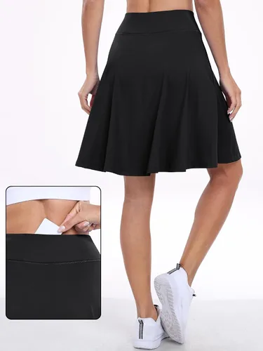 Miniatura 4 de ANRABESS Faldas hasta la rodilla para mujer con bolsillos, cintura alta, para golf, tenis, viajes, pantalones cortos integrados