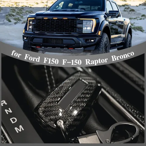 Miniatura 8 de Cubierta de llavero de fibra de carbono para Ford F-150 F150 Bronco Raptor R Off-Road 2018 2019 2020 2021 2022 2023 2024, Solo para Raptor, Estuche