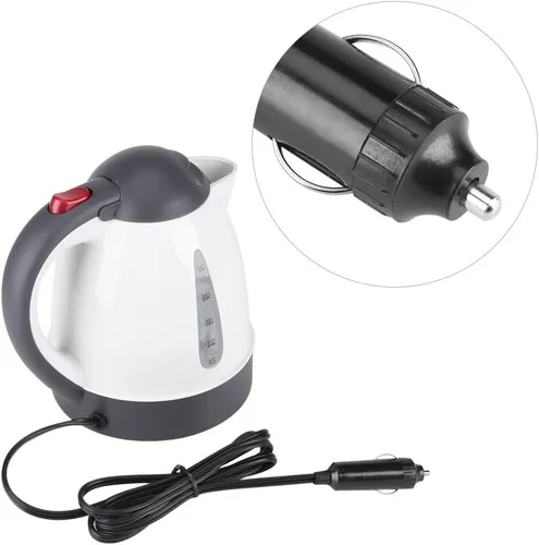 Miniatura 8 de Fdit Hervidor eléctrico portátil para automóvil, viaje por carretera, encendedor de cigarrillos DC12V/24V agua calentada, té, café, caldera, apagado