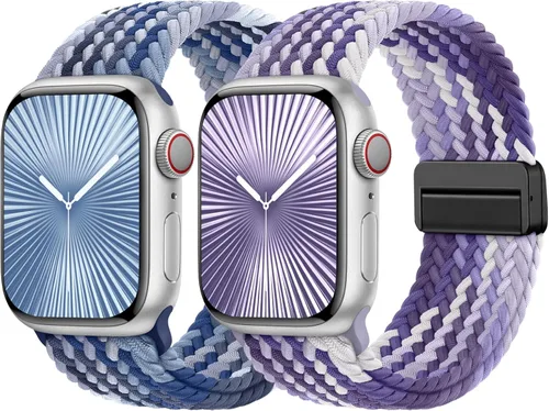 Miniatura 8 de Bandas elásticas trenzadas con cierre magnético compatibles con Apple Watch de 1.496 pulgadas, 1.575 pulgadas, 1.614 pulgadas, 1.654 pulgadas, 1.732