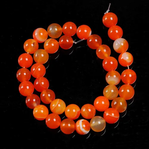 Miniatura 3 de Cuentas de piedra natural de 0.315 pulgadas (0.315 in) de ágata naranja a rayas redondas, cuentas sueltas de cristal energético, potencia curativa