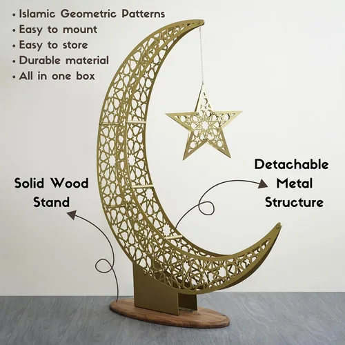 Miniatura 7 de iwa concept Decoración islámica de media luna de metal, arte de Ramadán de luna y estrella, decoración de mesa islámica, regalo para musulmanes