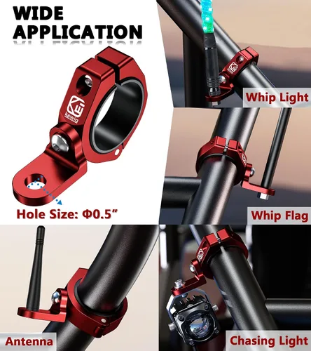 Miniatura 6 de VAZESWIN Soporte de Montaje de Luz de Látigo UTV, Soporte de Bandera de Látigo UTV Resistente de Aleación de Aluminio, Soporte de Montaje de Barra