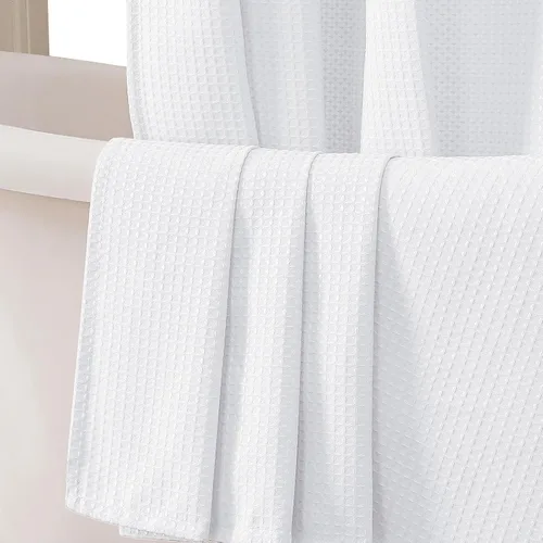 Miniatura 14 de OVZME Juego de cortina de ducha de tela para cabina - 36x72, tejido de gofre 230GSM, cortinas de ducha pequeñas para cabina estrecha, cortina