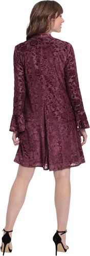 Miniatura 4 de London Times Vestido trapecio de manga larga con cuello alto para mujer