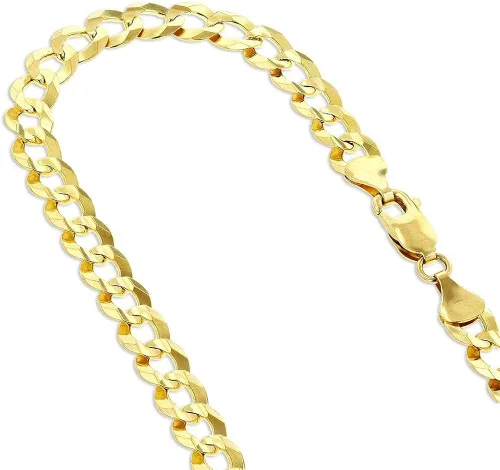 Miniatura 6 de The Diamond Deal Mens 10k Hollow Yellow Gold 5.3mm Shiny Hollow Cuban Comfort Curb Cuban Chain Necklace For men for Pendants and Charms with