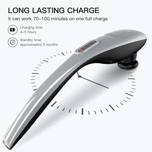 Miniatura 5 de MEGAWISE Masajeador inalámbrico para espalda, hombros, cintura, piernas, batería recargable de 3200mAh, 5 velocidades y 5 +2 nodos de masaje, 5