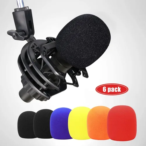 Miniatura 3 de Parabrisas de micrófono de mano de 6 piezas, filtro de micrófono pop para micrófono de estudio, micrófono de mano Bluetooth y micrófono de mano