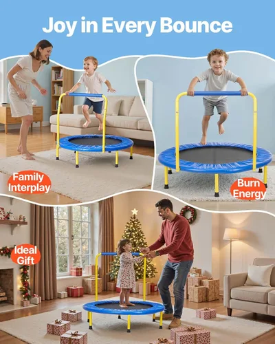 Miniatura 8 de VEVOR 3FT Trampoline for Kids, 36" Trampolines Indoor/Outdoor Trampoline for Toddlers, Foldable Mini Baby Jump Toy with Foam Handle, Recreational