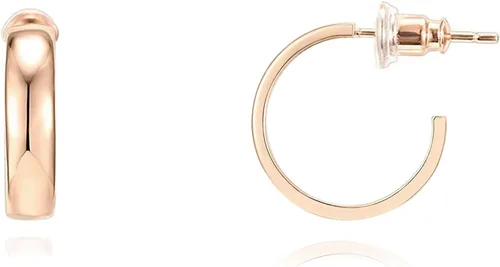 PAVOI 14K Gold Plated Wide Flat Edge Hoop Earrings for Women Rose, White and Yellow Gold Hoops Hypoallergenic Jewelry